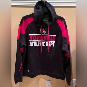 Men’s Holloway Black/Red Athletic Hoodie Yorkville Foxes Fleece Pullover Size L